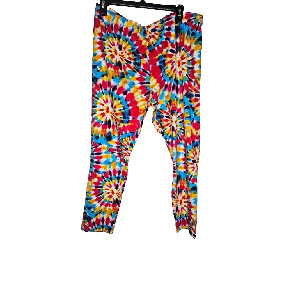 No Boundaries Womens 3X 21 Rainbow Tie Dye Ankle Leggings Boho Y2K Festival
